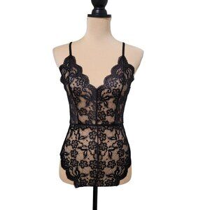 Avidlove Size S Black Lace Lingerie Deep V Teddy Bodysuit, NEW with Tag
